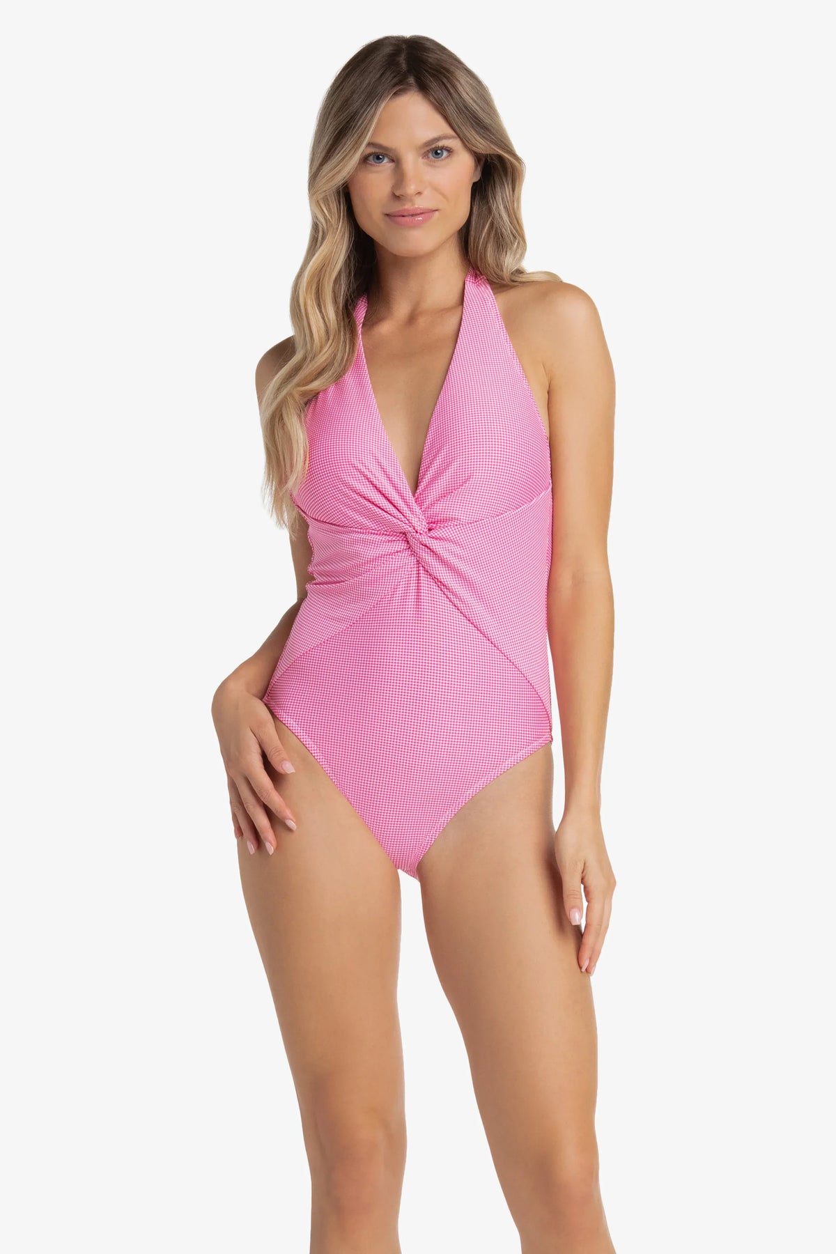 Twist Front One-Piece  |  Pink Gingham