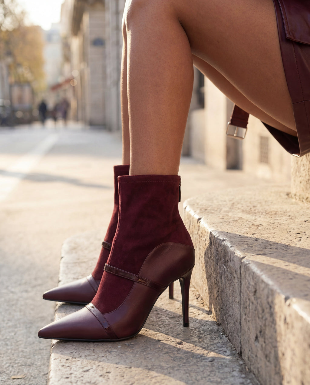 The Manila Burgundy Leather Ankle Boots