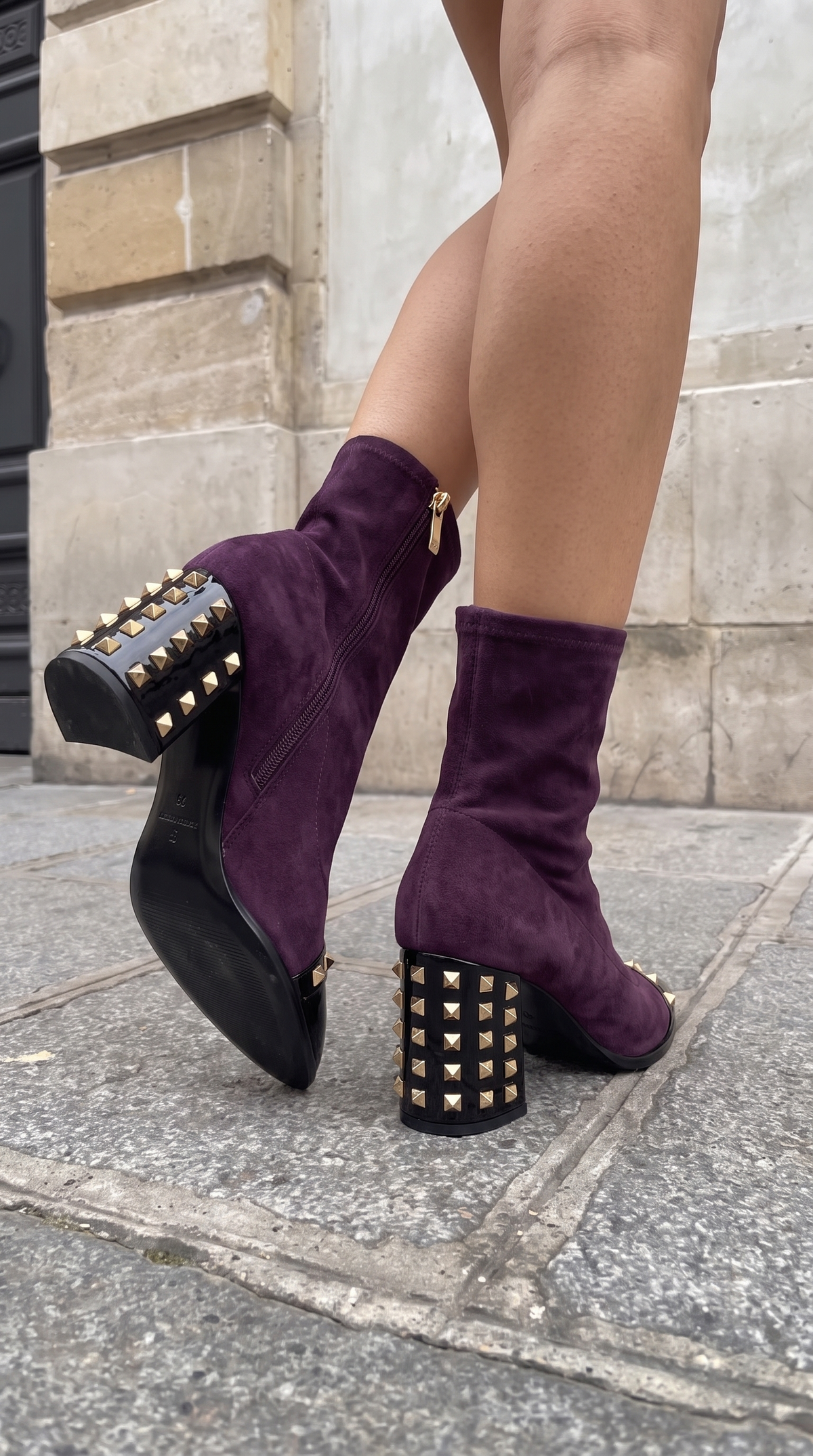 The Amethyst Studded Deep Purple Suede Leather Women’s Boot