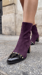 The Amethyst Studded Deep Purple Suede Leather Women’s Boot