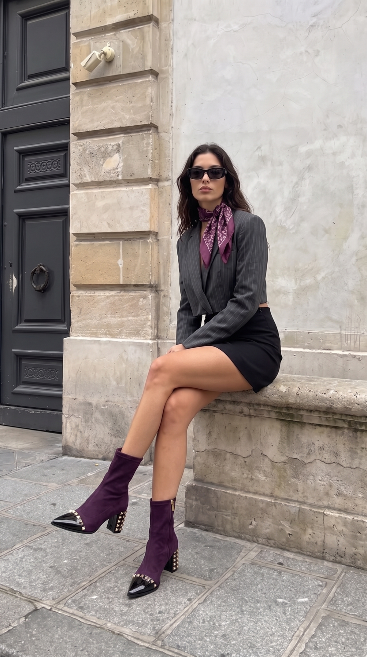The Amethyst Studded Deep Purple Suede Leather Women’s Boot
