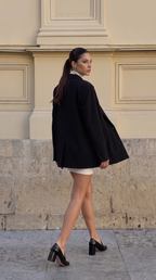 The Victoria Black Leather Block Heel Pump