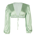 Jenna Long Sleeve Pastel Green Crop Top