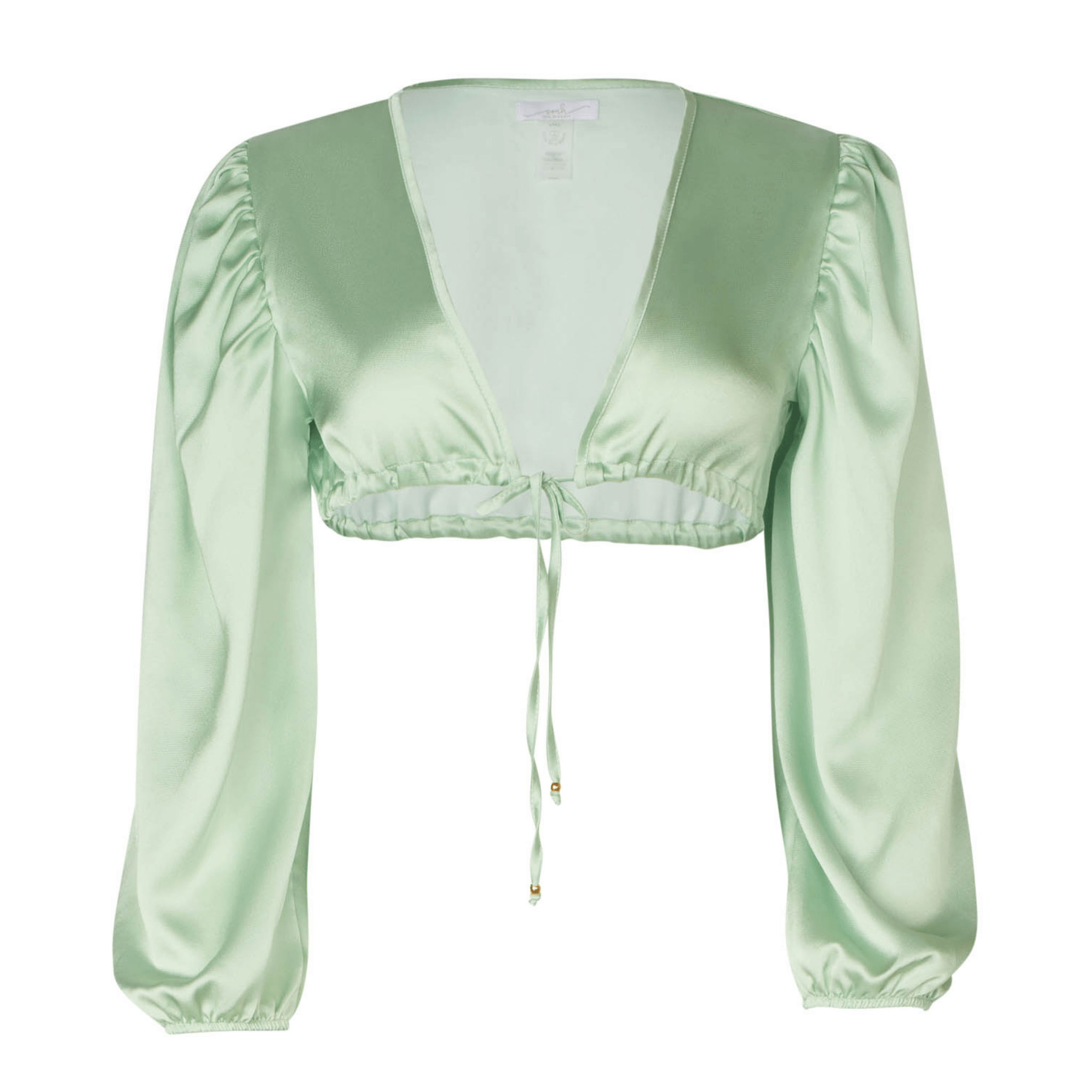 Jenna Long Sleeve Pastel Green Crop Top