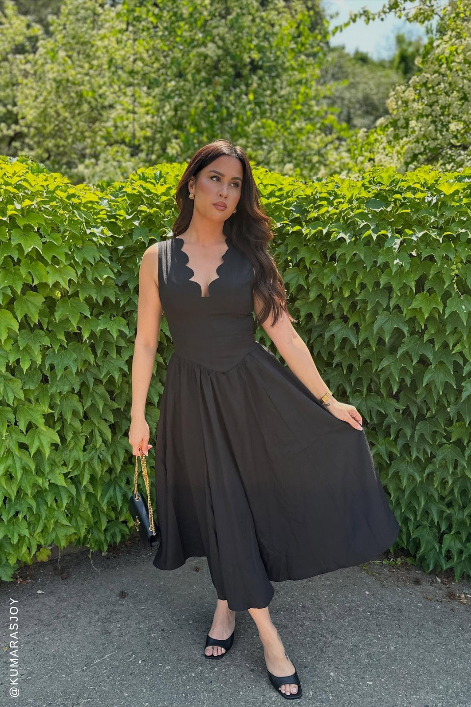 For the Record Black Midi Dress