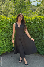 For the Record Black Midi Dress