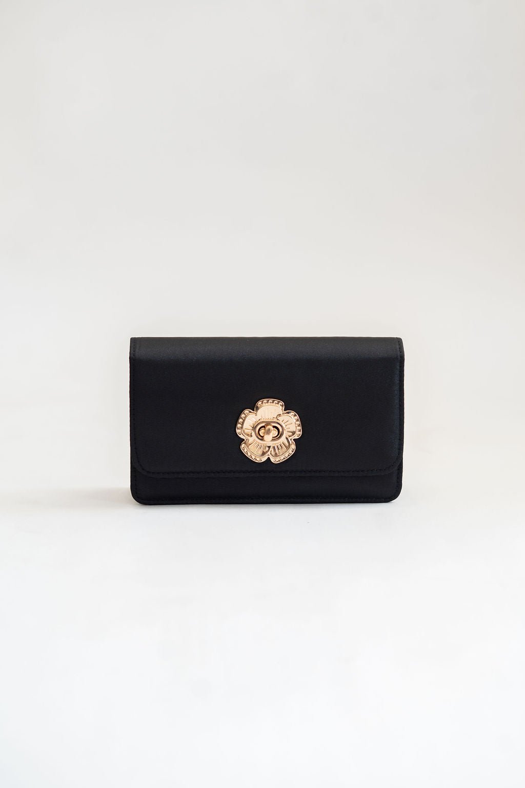 Lilly Faille Clutch with Flower Closure