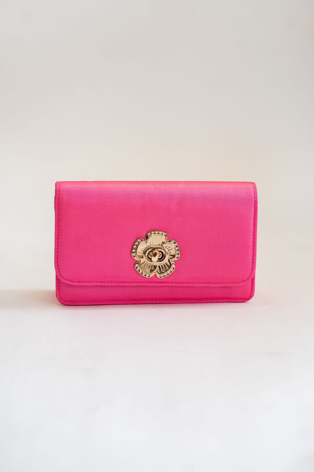 Lilly Faille Clutch with Flower Closure