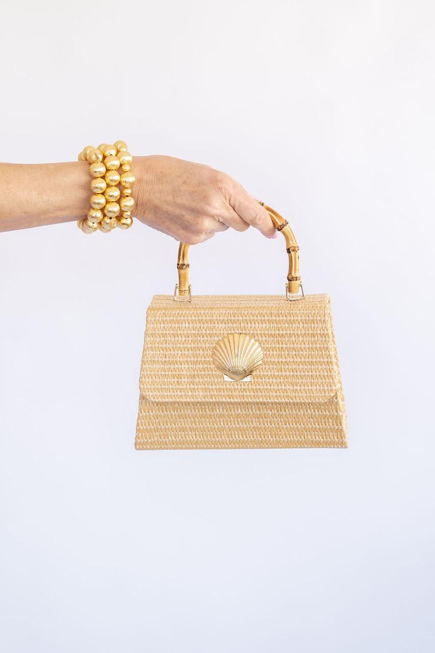 Lulu Bag - Straw Clutch with Bamboo Handle