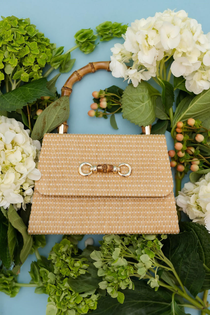Lulu Bag - Straw Clutch with Bamboo Handle