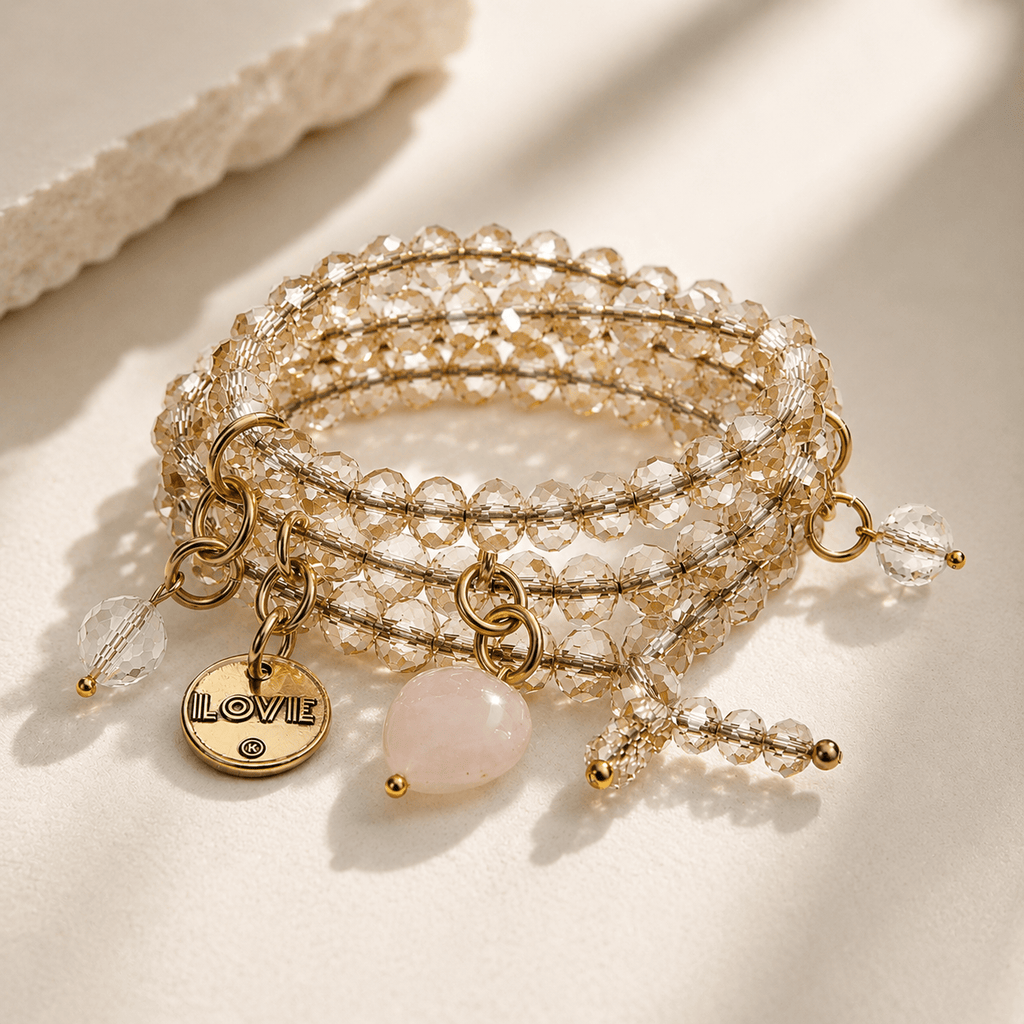 Love Heart Crystal Boho Wrap Bracelet/Necklace