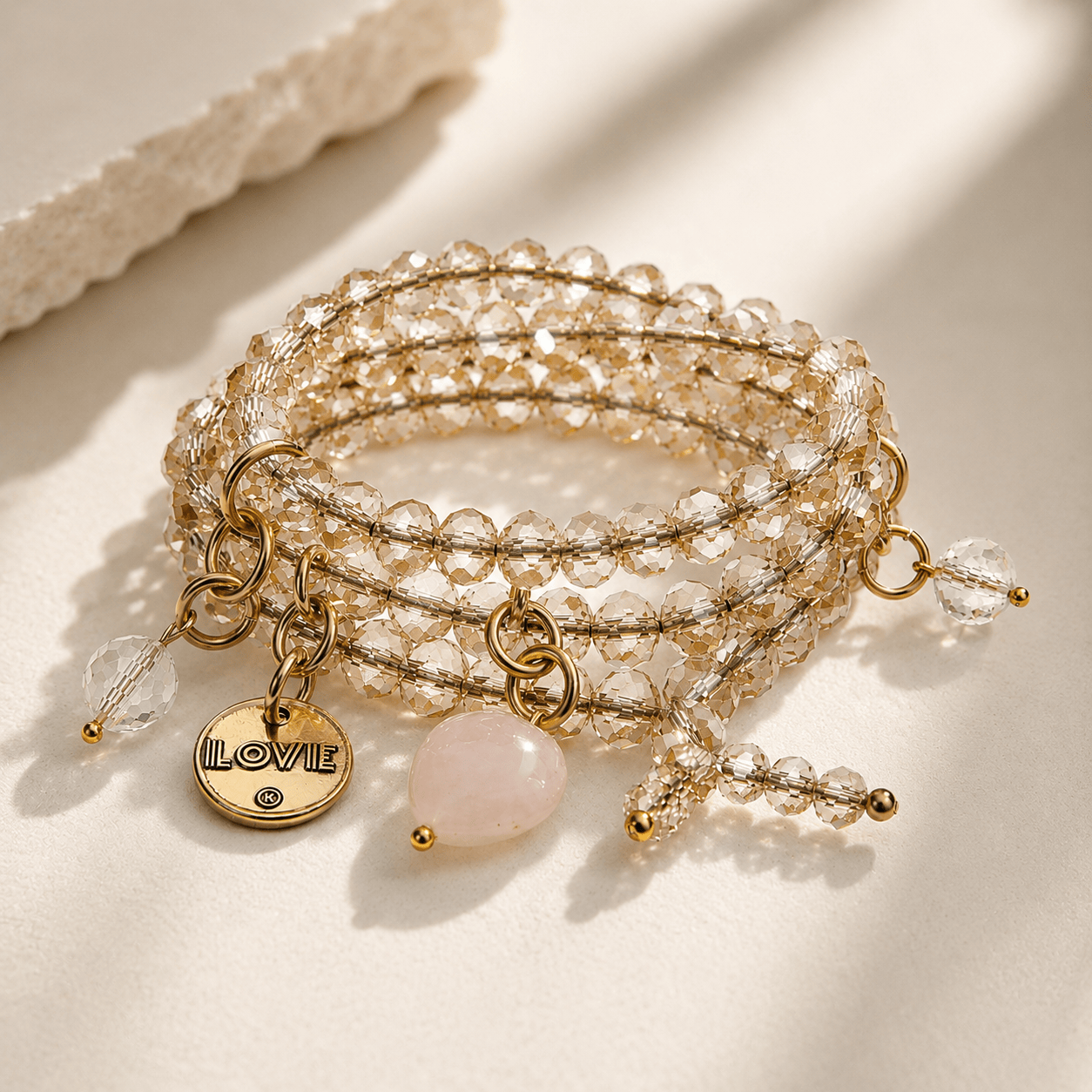 Love Heart Crystal Boho Wrap Bracelet/Necklace