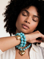 Luck and Love Turquoise Heart Bracelet Set