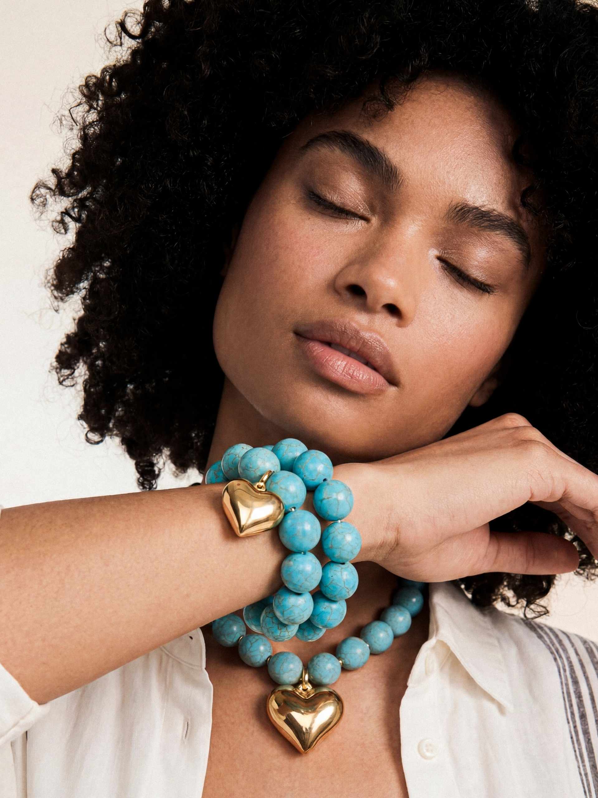 Luck and Love Turquoise Heart Bracelet Set