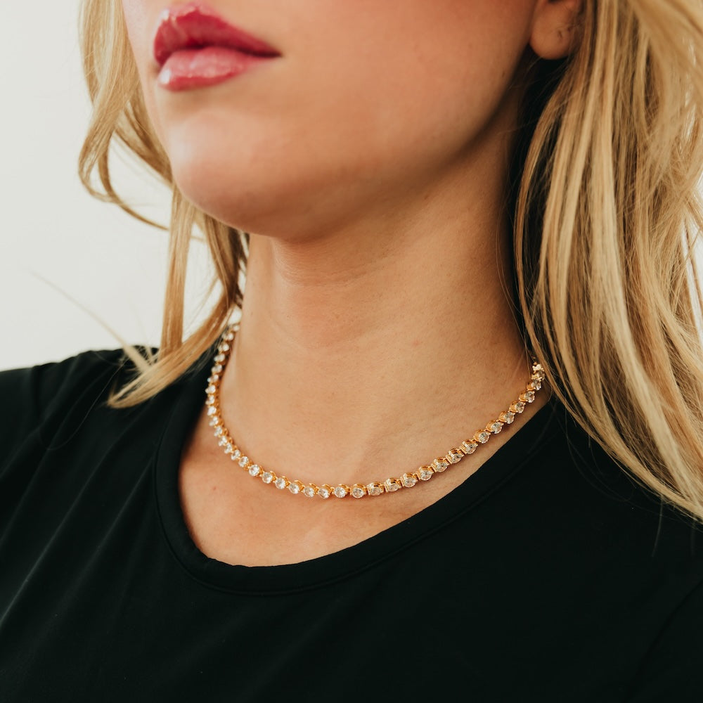 Luxe Line Frosted In Diamonds Choker Necklace - WATERPROOF