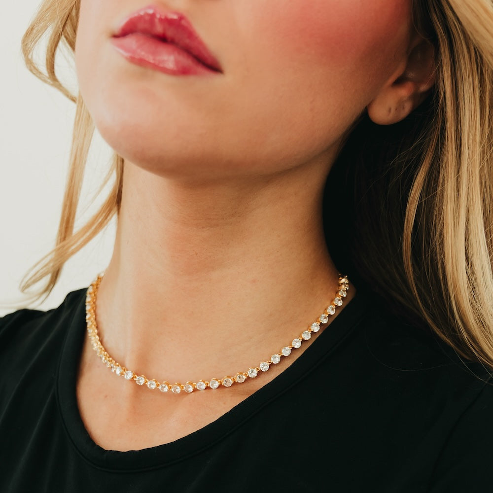 Luxe Line Frosted In Diamonds Choker Necklace - WATERPROOF
