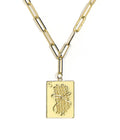 Mahjong Charm Tile Necklace- Paper Clip chain  - 18k Gold Plated