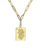 Mahjong Charm Tile Necklace- Paper Clip chain  - 18k Gold Plated