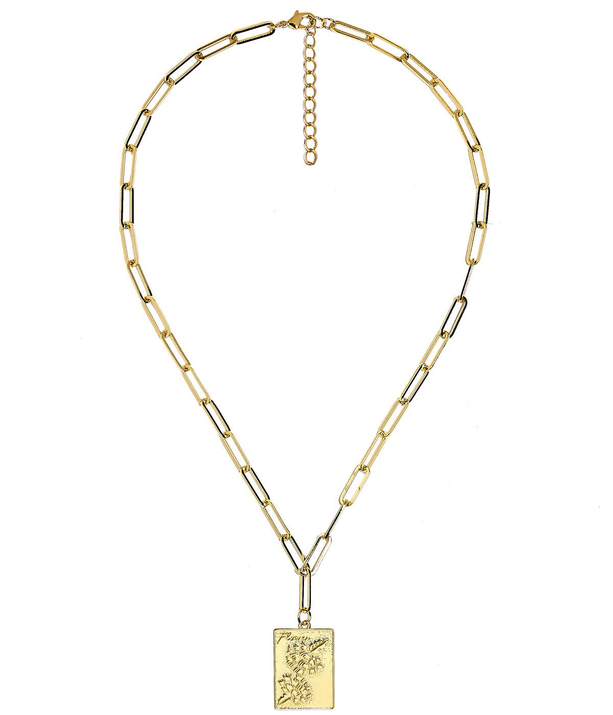 Mahjong Charm Tile Necklace- Paper Clip chain  - 18k Gold Plated