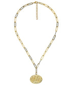 Mahjong Charm Tile Necklace- Paper Clip chain  - 18k Gold Plated