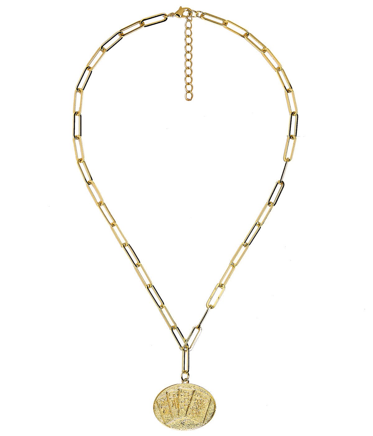 Mahjong Charm Tile Necklace- Paper Clip chain  - 18k Gold Plated