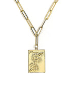 Mahjong Charm Tile Necklace- Paper Clip chain  - 18k Gold Plated