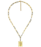 Mahjong Charm Tile Necklace- Paper Clip chain  - 18k Gold Plated