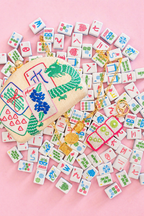 Mahjong Charm Tile Necklace- Paper Clip chain  - 18k Gold Plated