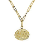 Mahjong Charm Tile Necklace- Paper Clip chain  - 18k Gold Plated