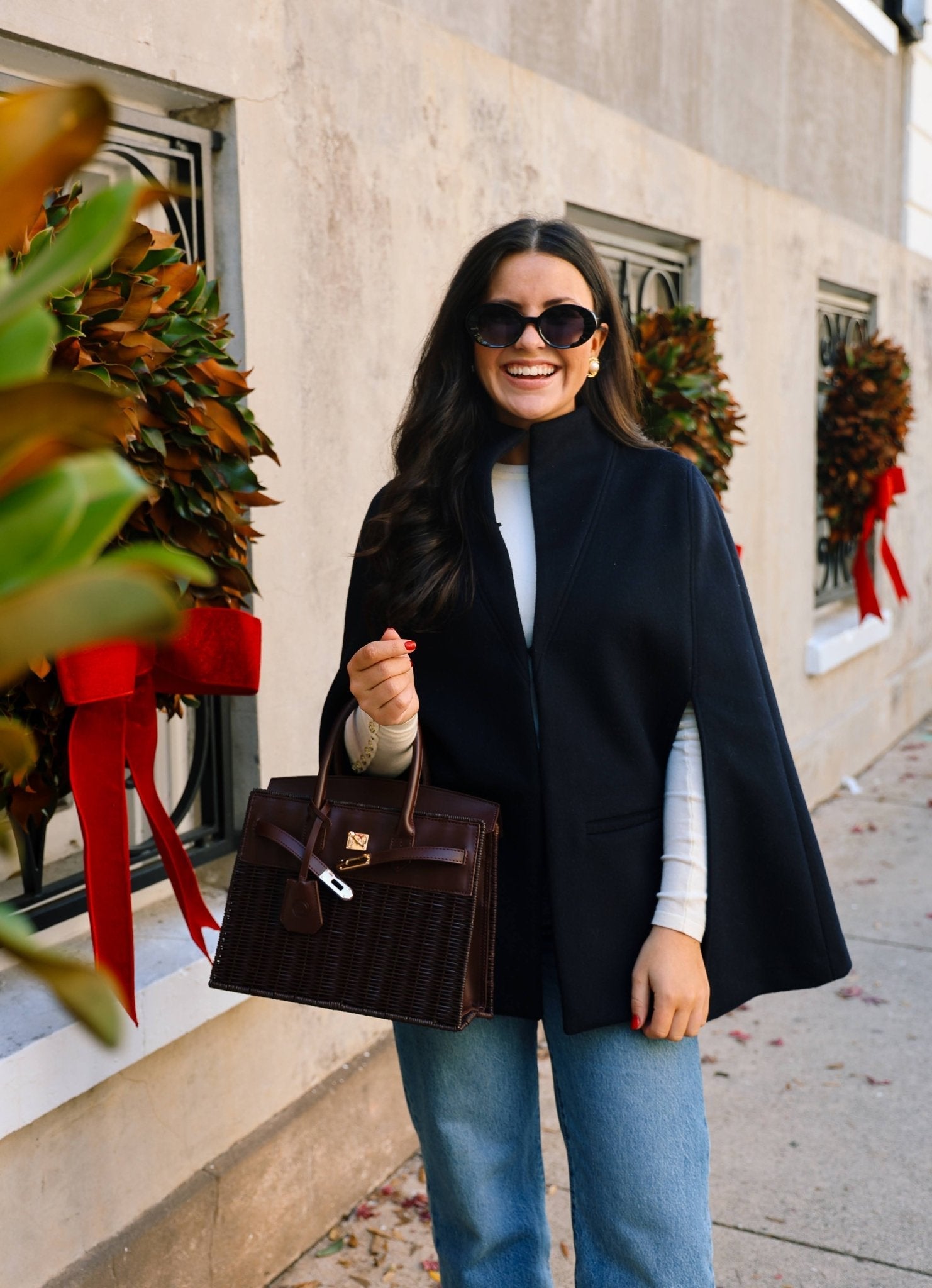 Margo -  Fall Wicker Handbag - Black & Chocolate