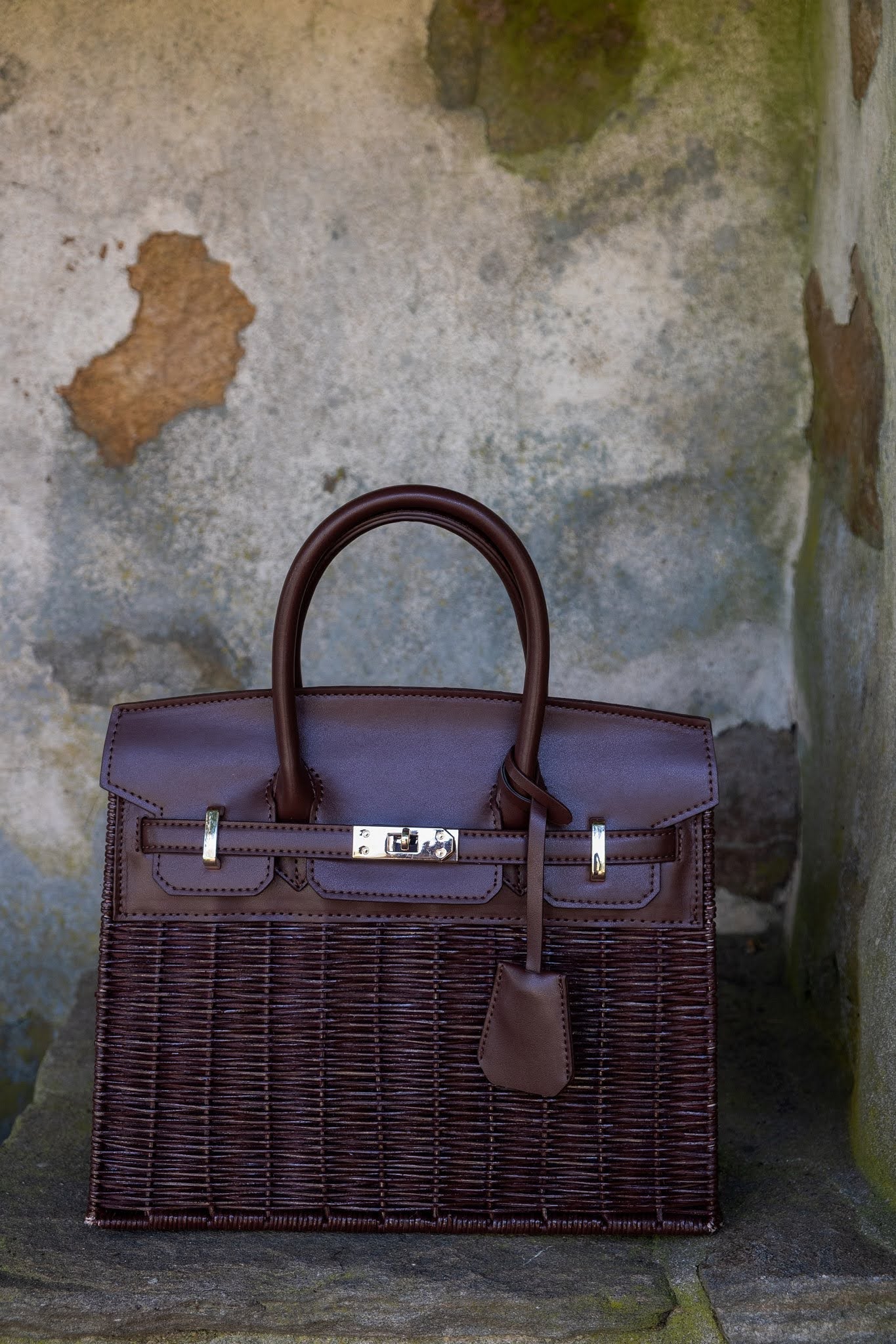 Margo -  Fall Wicker Handbag - Black & Chocolate