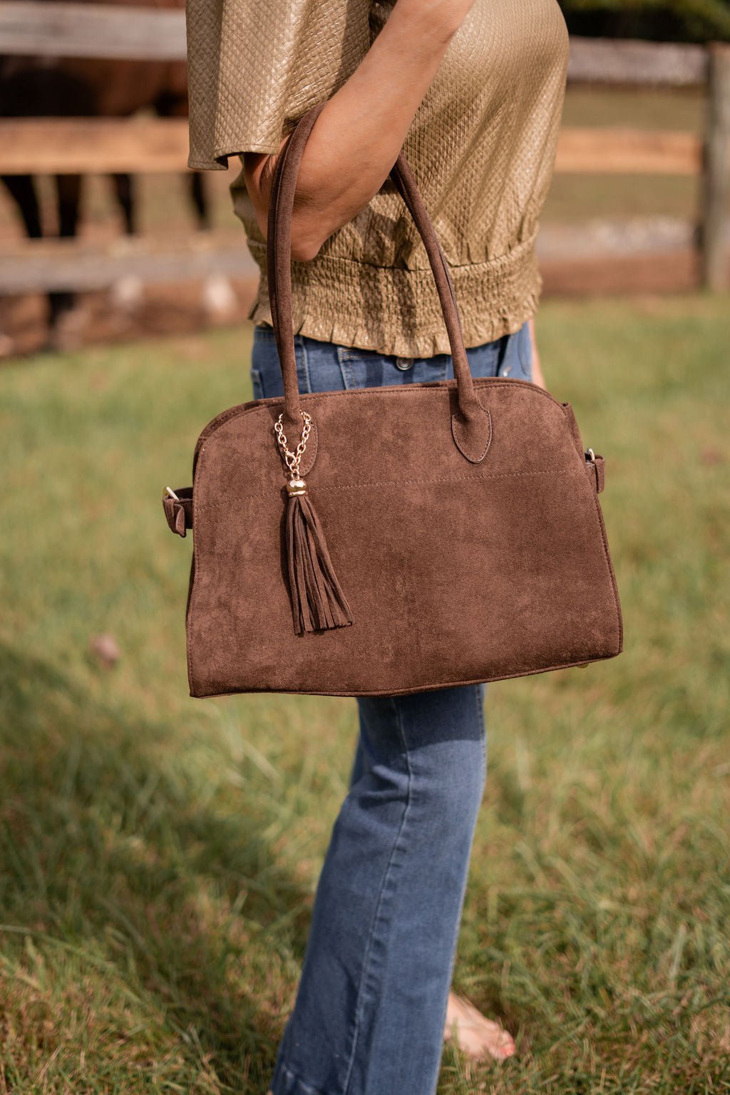 Megan -  Faux Suede Medicine Bag