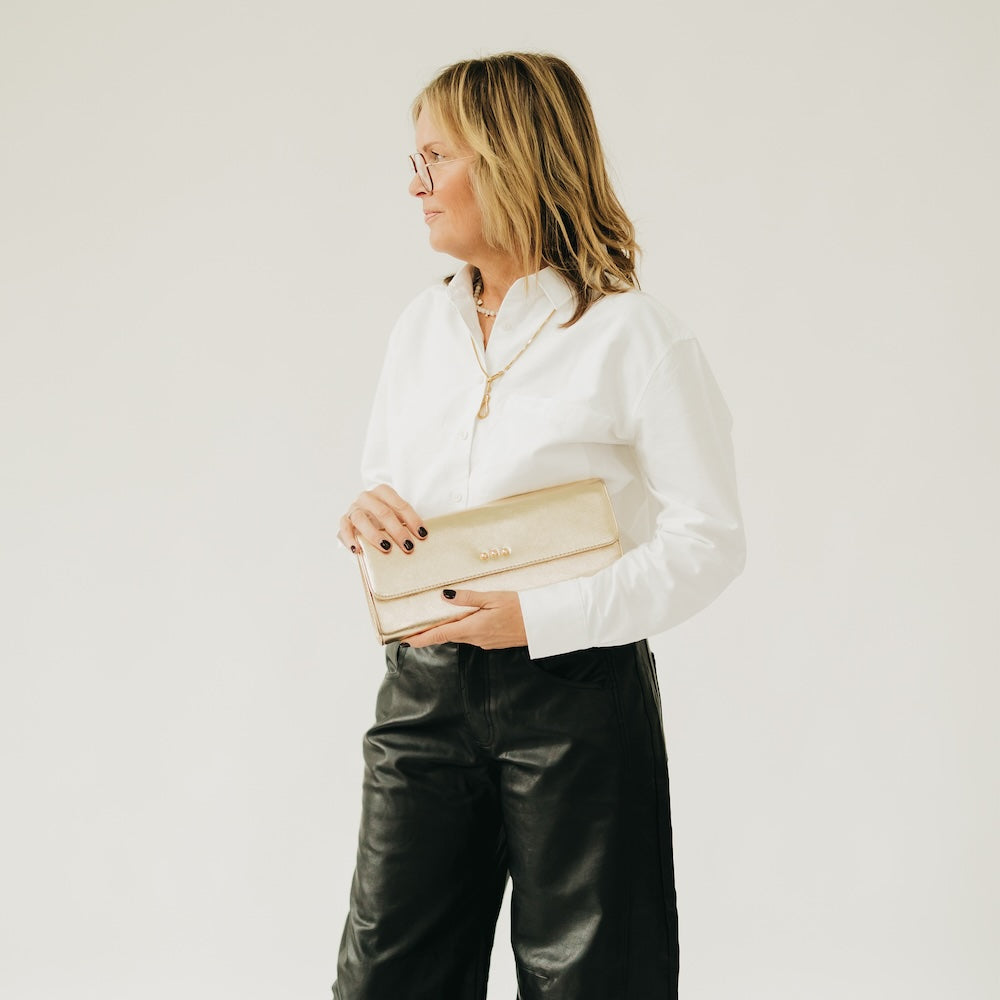 The Evening Metallic Clutch Crossbody Bag