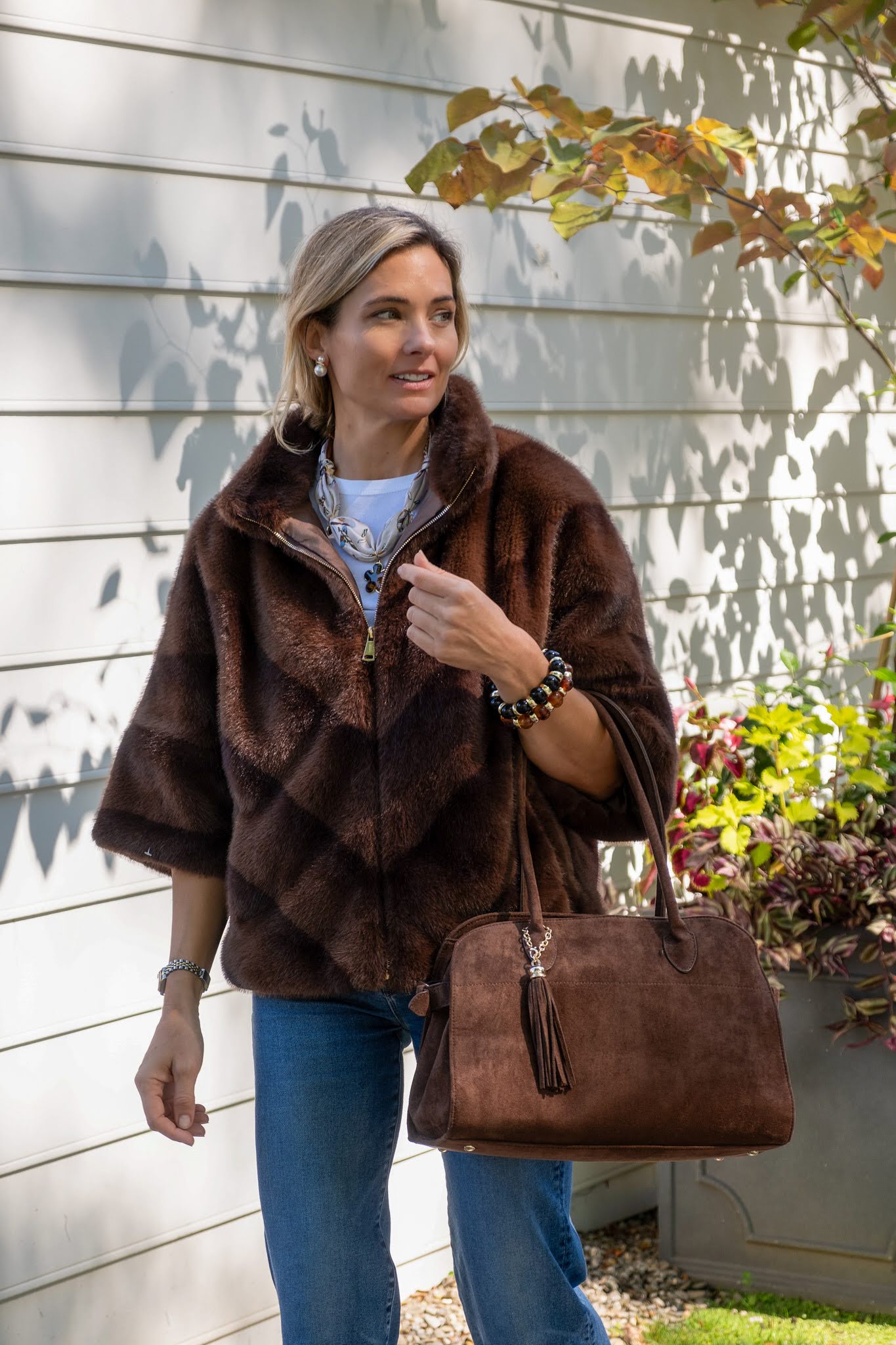 Megan -  Faux Suede Medicine Bag