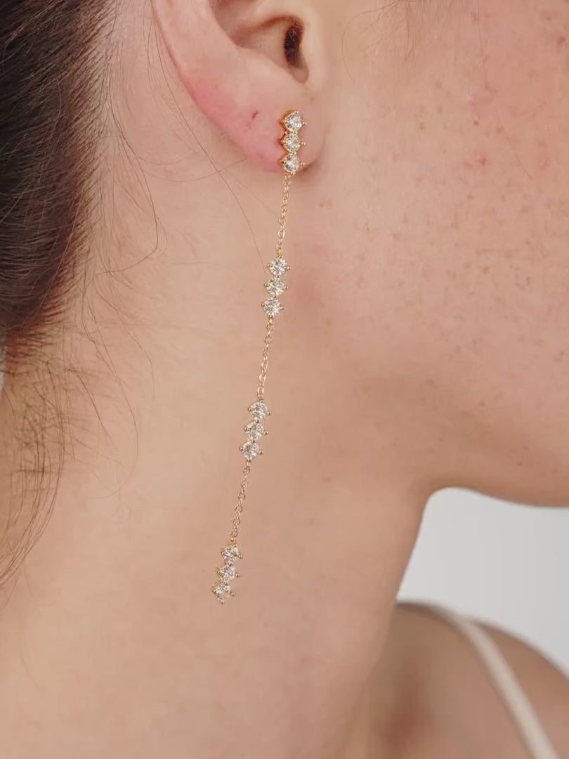 Linear Crystal Drop Earrings