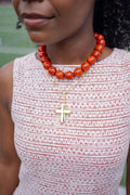 Puffy Cross Necklace with gold chain - 18k Plated Necklace