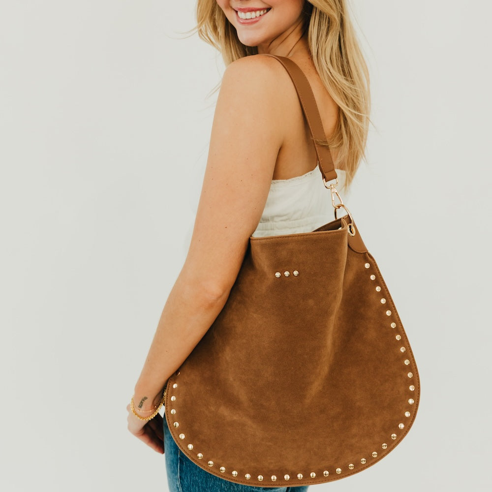 Rosalie Rivet Suede Hobo Bag