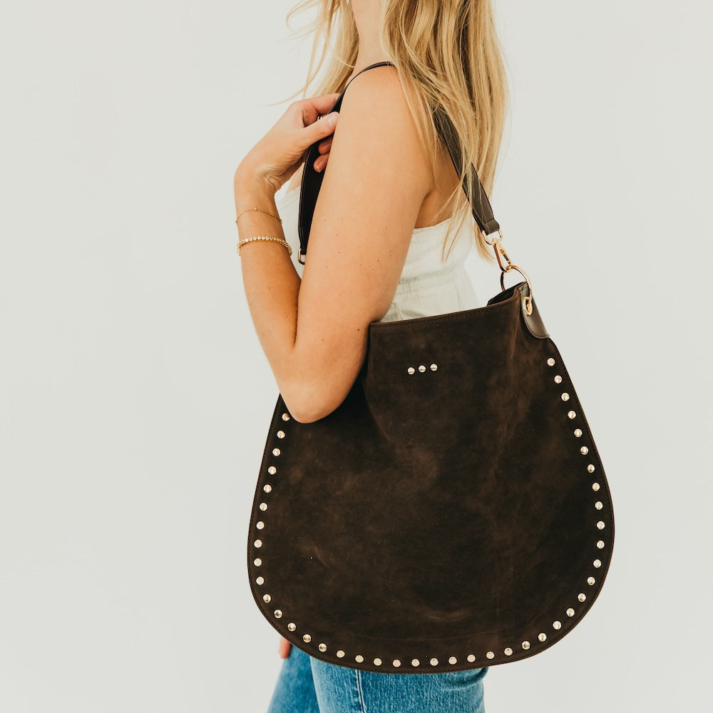 Rosalie Rivet Suede Hobo Bag