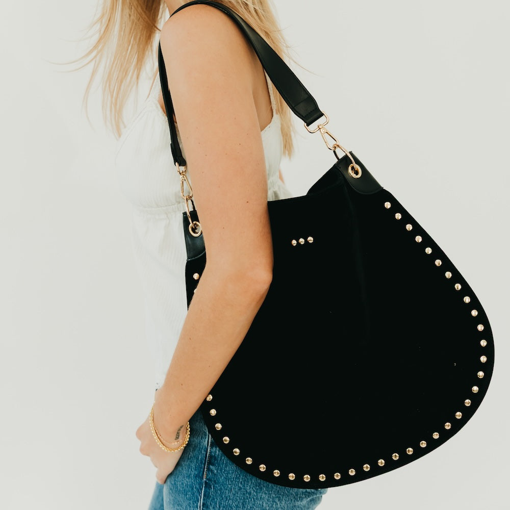Rosalie Rivet Suede Hobo Bag