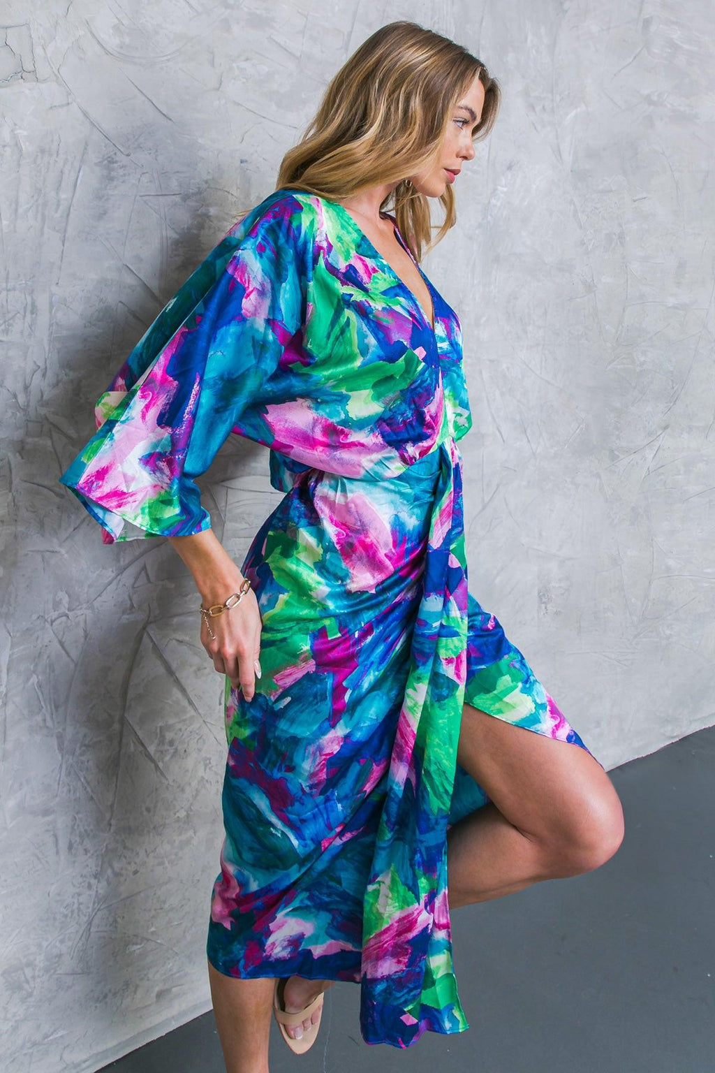 On The Horizon Woven Satin Midi Dress