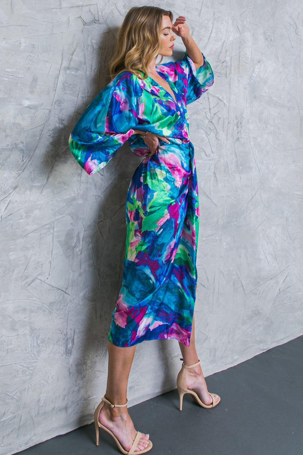 On The Horizon Woven Satin Midi Dress