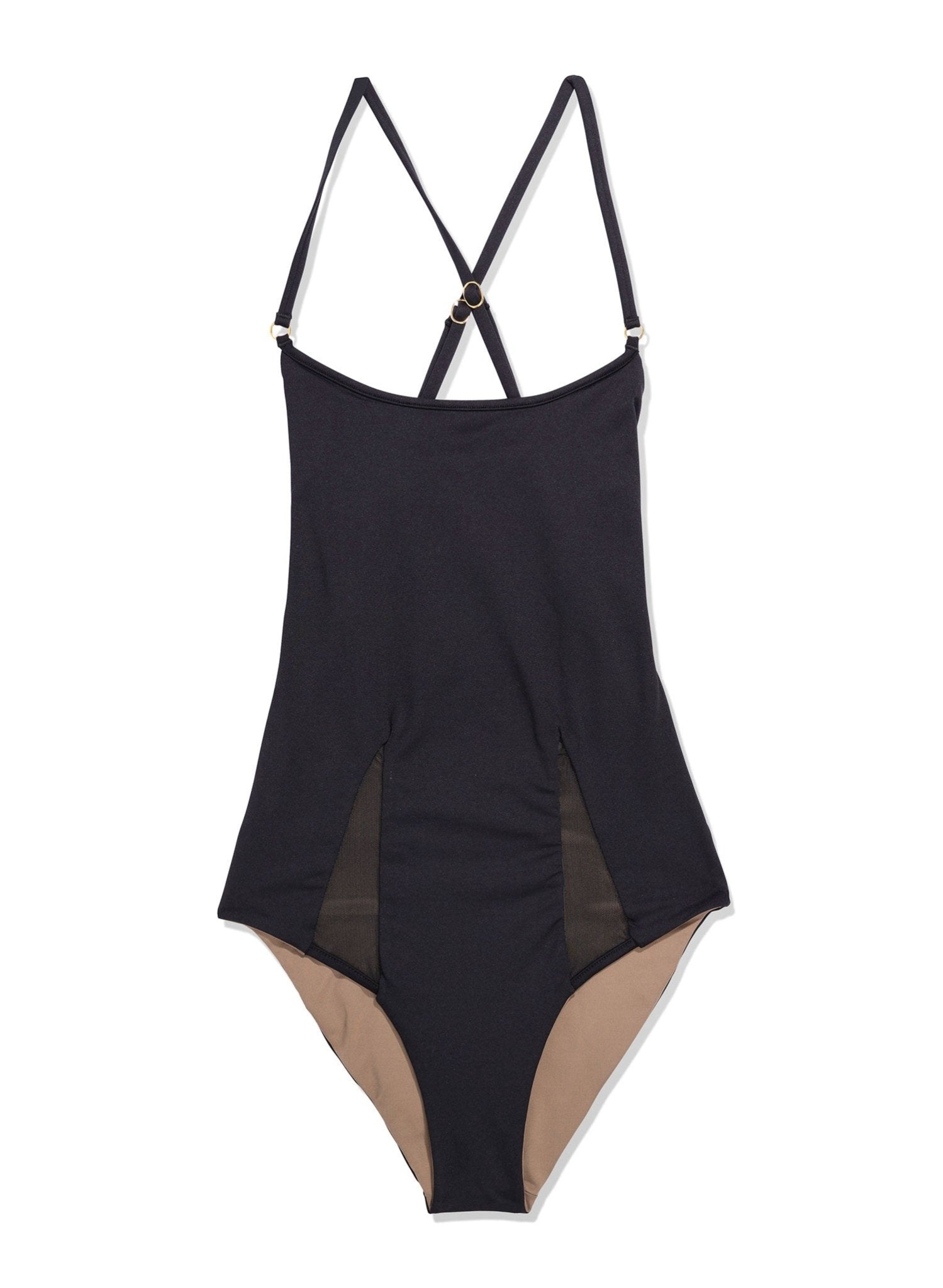 Reversible One Piece Swimsuit - Sahara Mesh | Sand Castle / Black