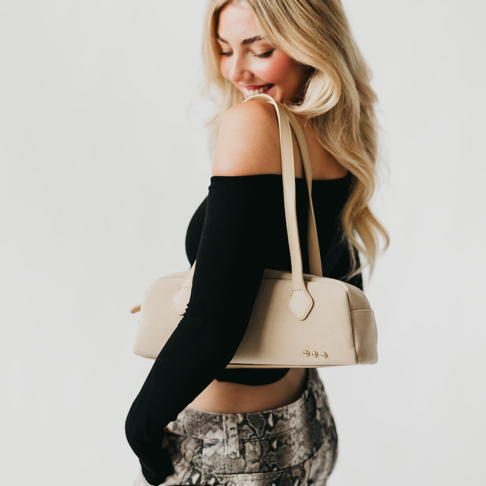 Sally Suede Barrel Shoulder Bag