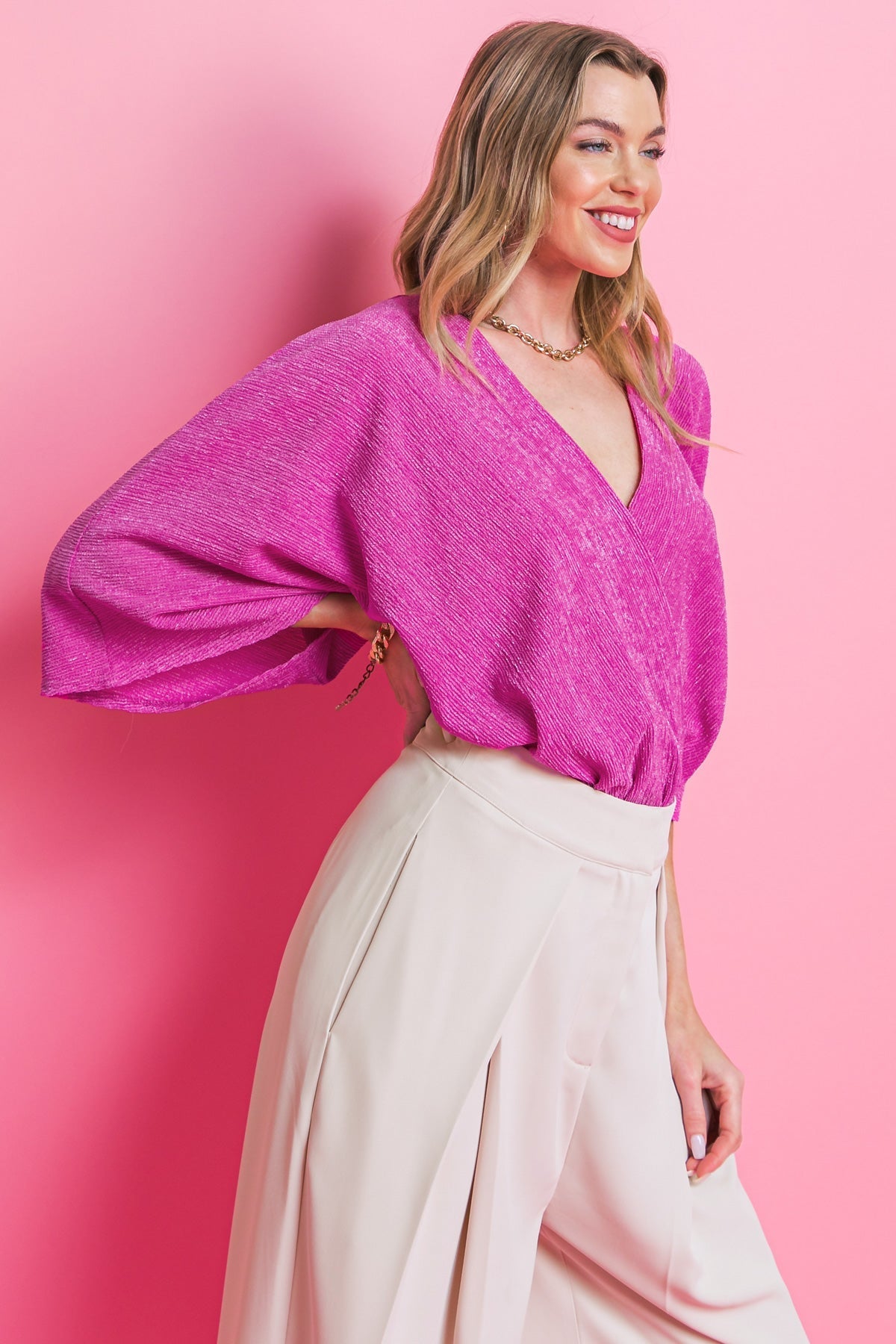 YOU'RE LUCKY WOVEN BODYSUIT TOP