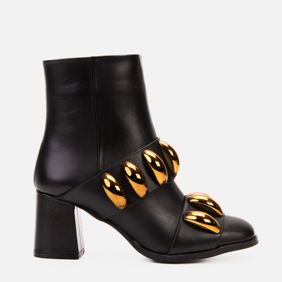 The Eclipse Black & Gold Leather Block-Heel Boots