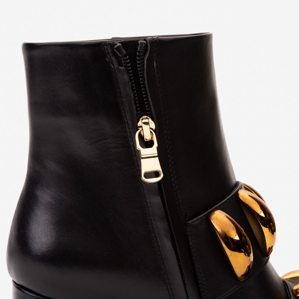 The Eclipse Black & Gold Leather Block-Heel Boots