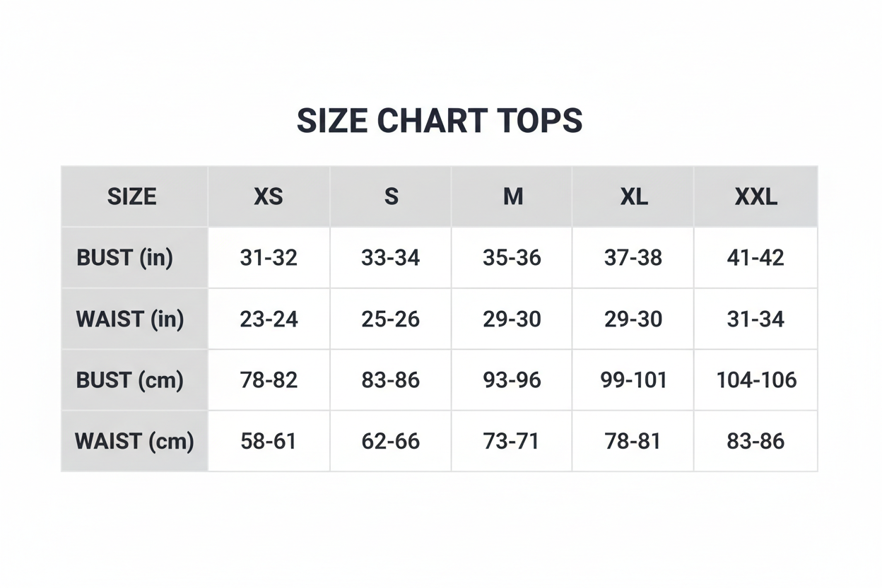 Size Chart Tops