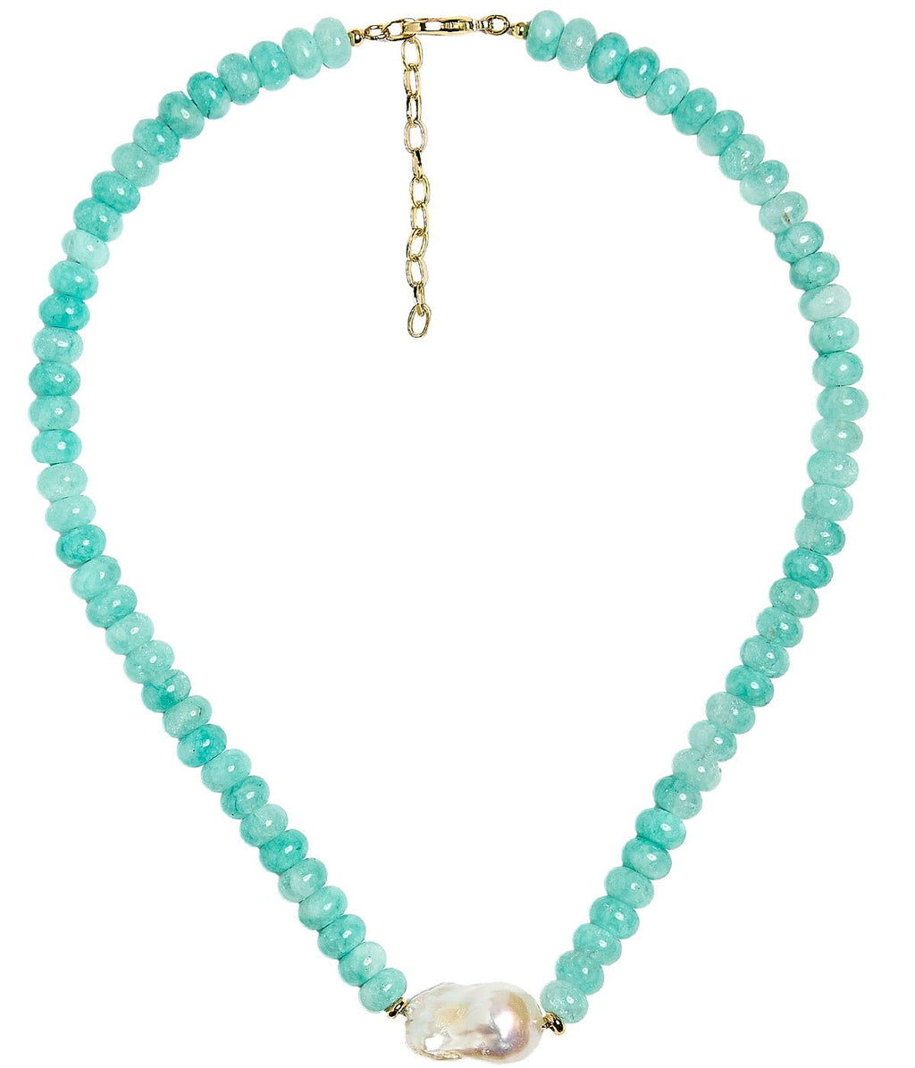 Susie- Quartz Beaded Necklace with freshwater Pearl