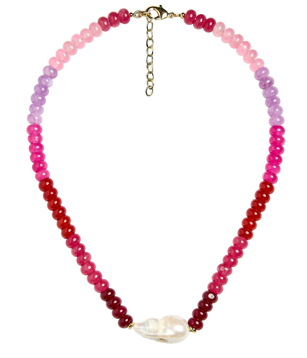 Susie- Quartz Beaded Necklace with freshwater Pearl