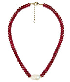 Susie- Quartz Beaded Necklace with freshwater Pearl